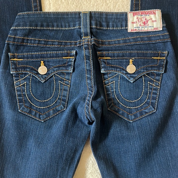 True Religion | Low Rise Boot Cut Dark Denim Jeans Size 24 - Picture 2 of 16